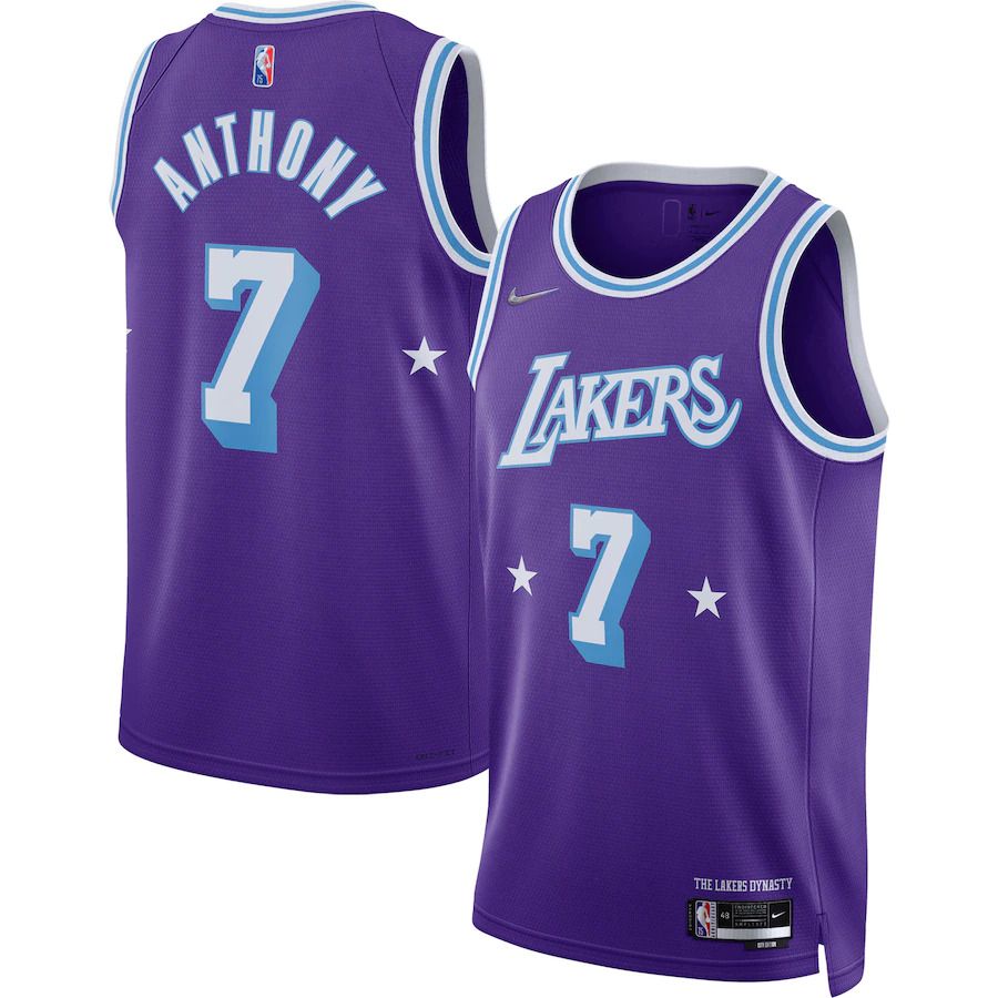 Men Los Angeles Lakers 7 Carmelo Anthony Nike Purple City Edition Swingman NBA Jersey